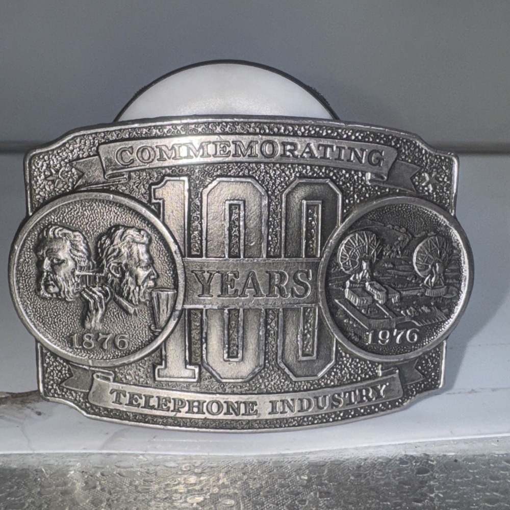 Telephone Industry 100 Year 1876 1976 Commemorative Belt Buckle Vtg Lewis.TWY446